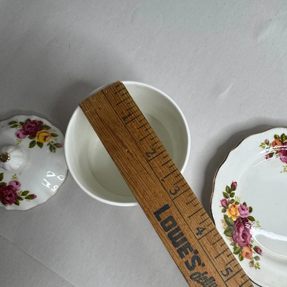 Cottage‎ Rose Fine Bone China Jam Honey Pot with Lid and Saucer Floral Taiwan